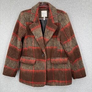 Avec Les Filles Plaid Shawl Collar Double Breasted Jacket Medium